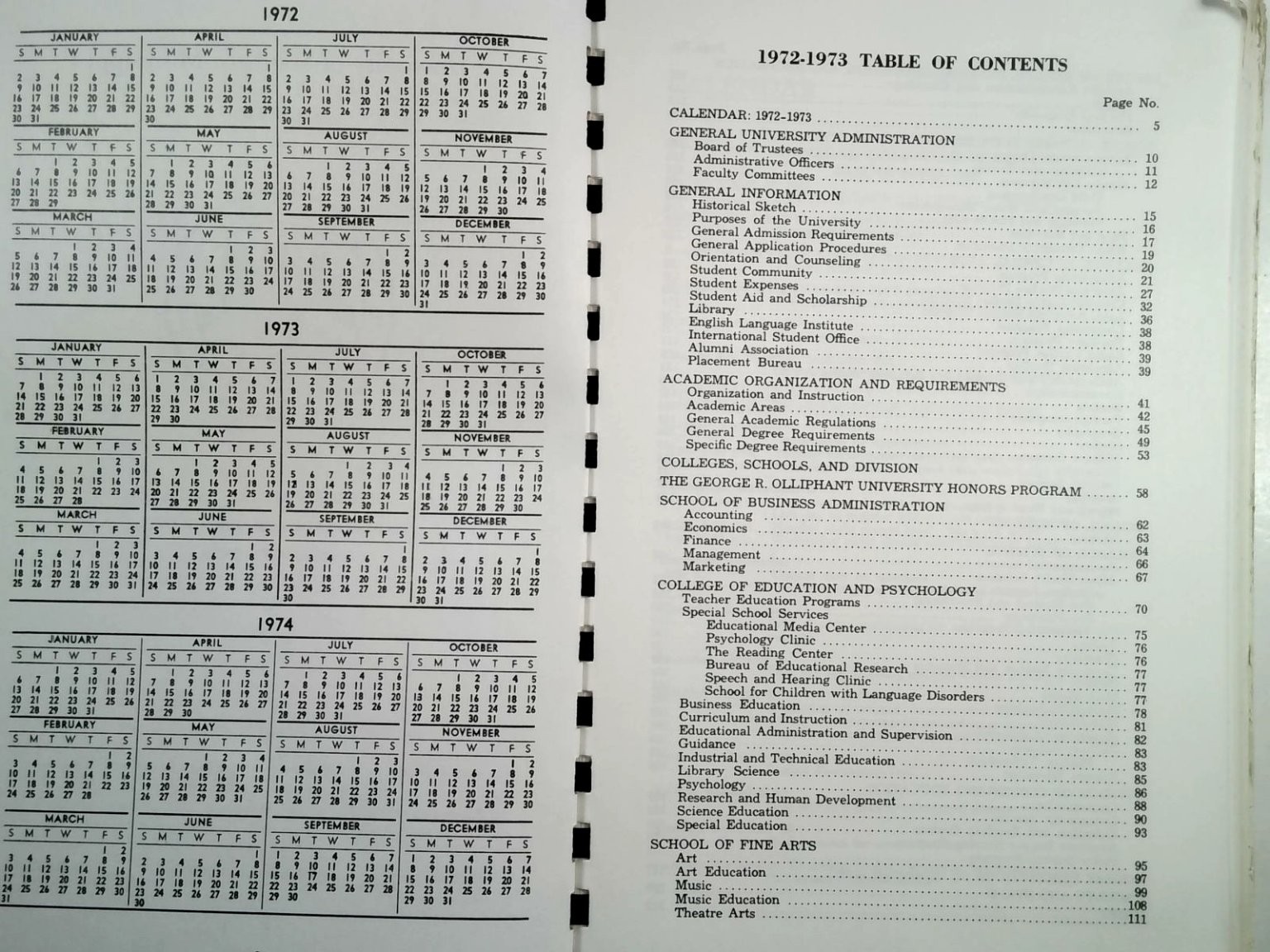 USM Bulletin 1972-1973 University of Southern Mississippi General Catalog