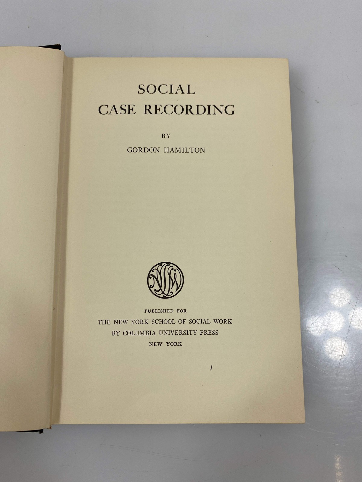 Social Case Recording by Hamilton Ex-library 1936 HC