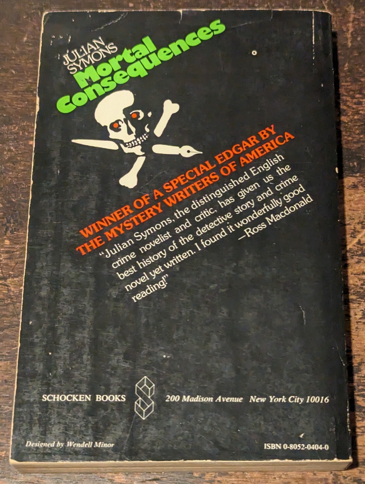 Mortal Consequences by Julian Symons, Schocken Books, NY-1973-269 pages