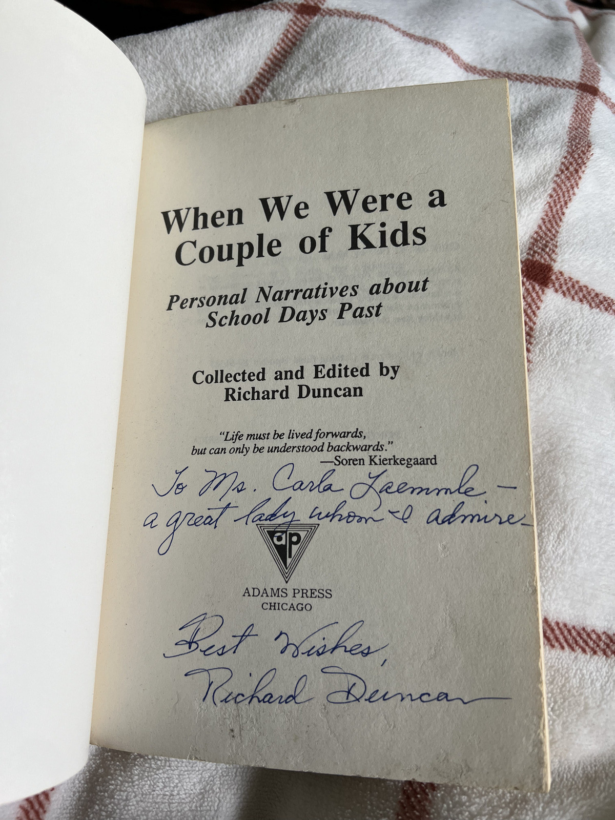 WHEN WE WERE A COUPLE OF KIDS By Richard Duncan To Carla Laemmle Vintage