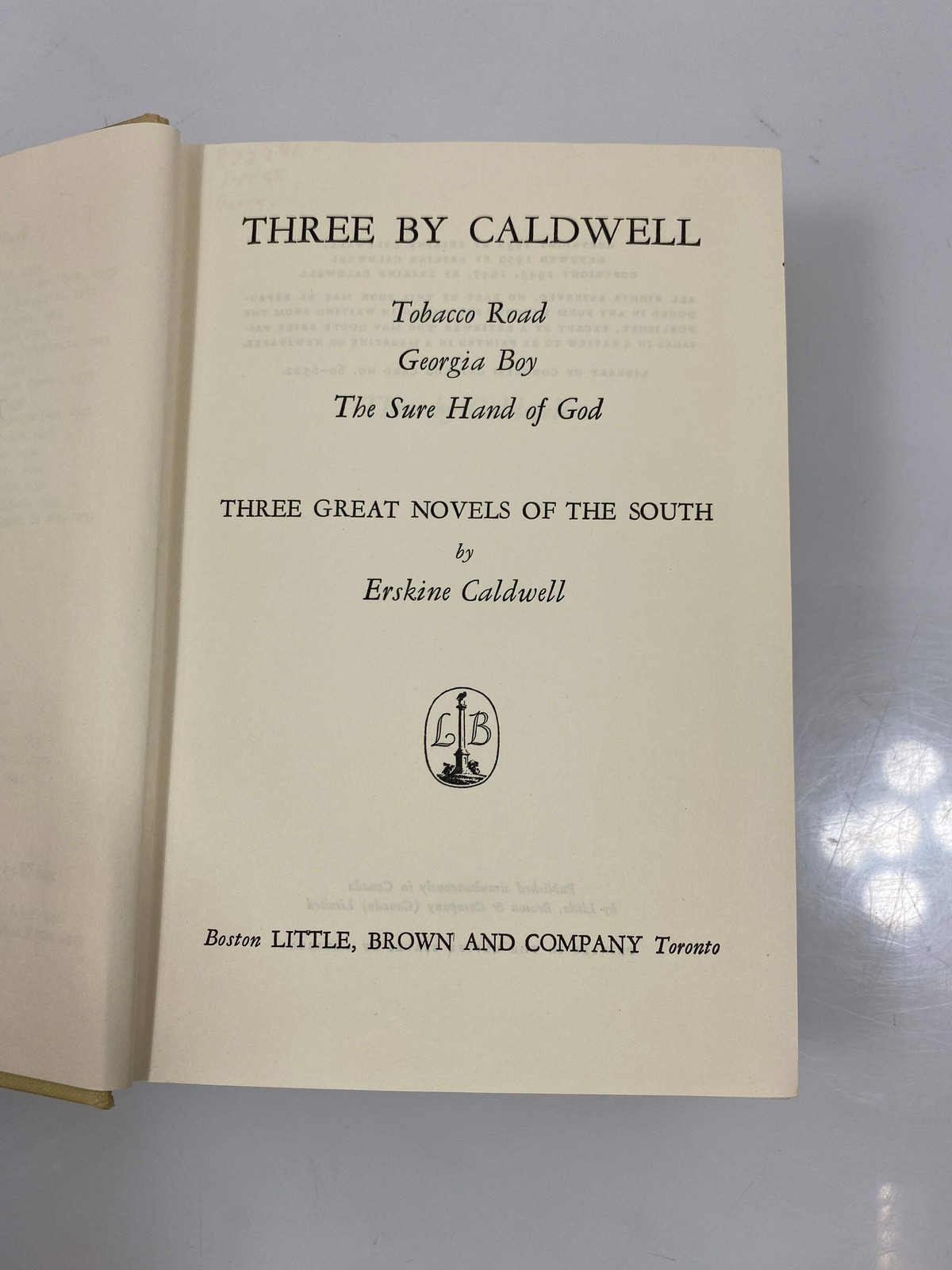 Three by Caldwell: Great Novels of the South Ex-library 1959 HC