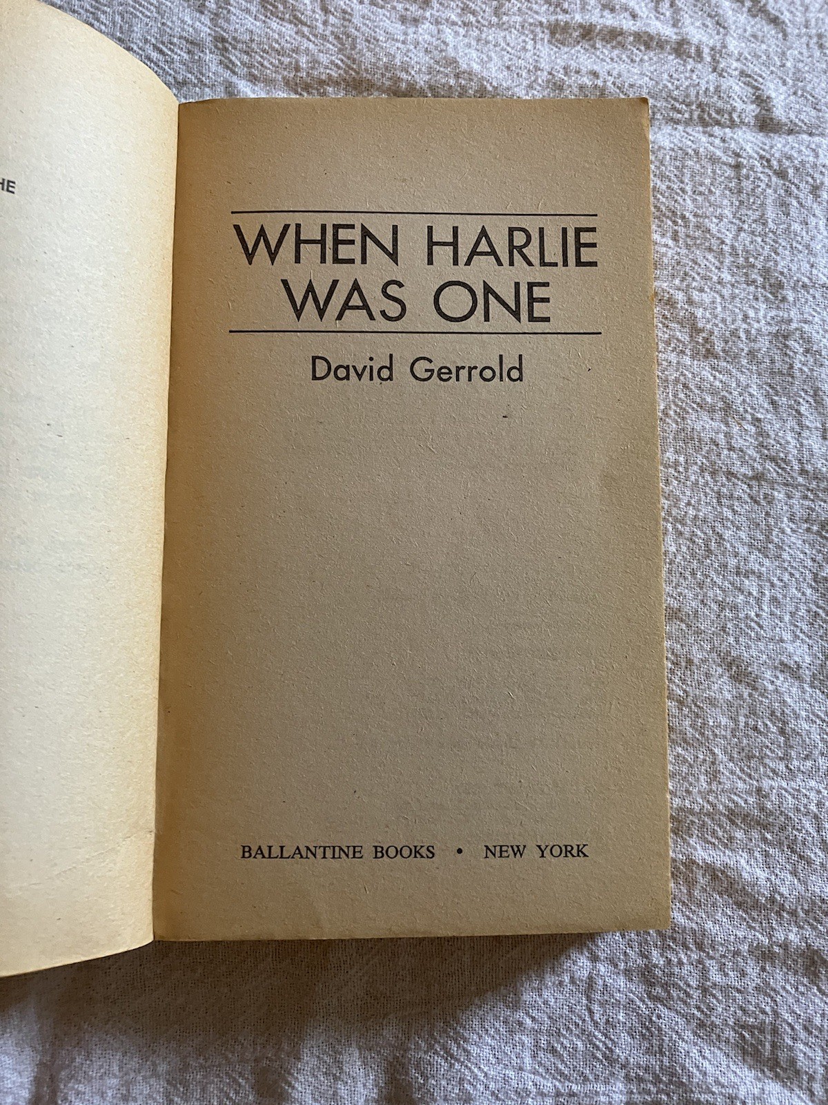 When Harlie Was One By David Gerrold 1975 Ballantine Paperback