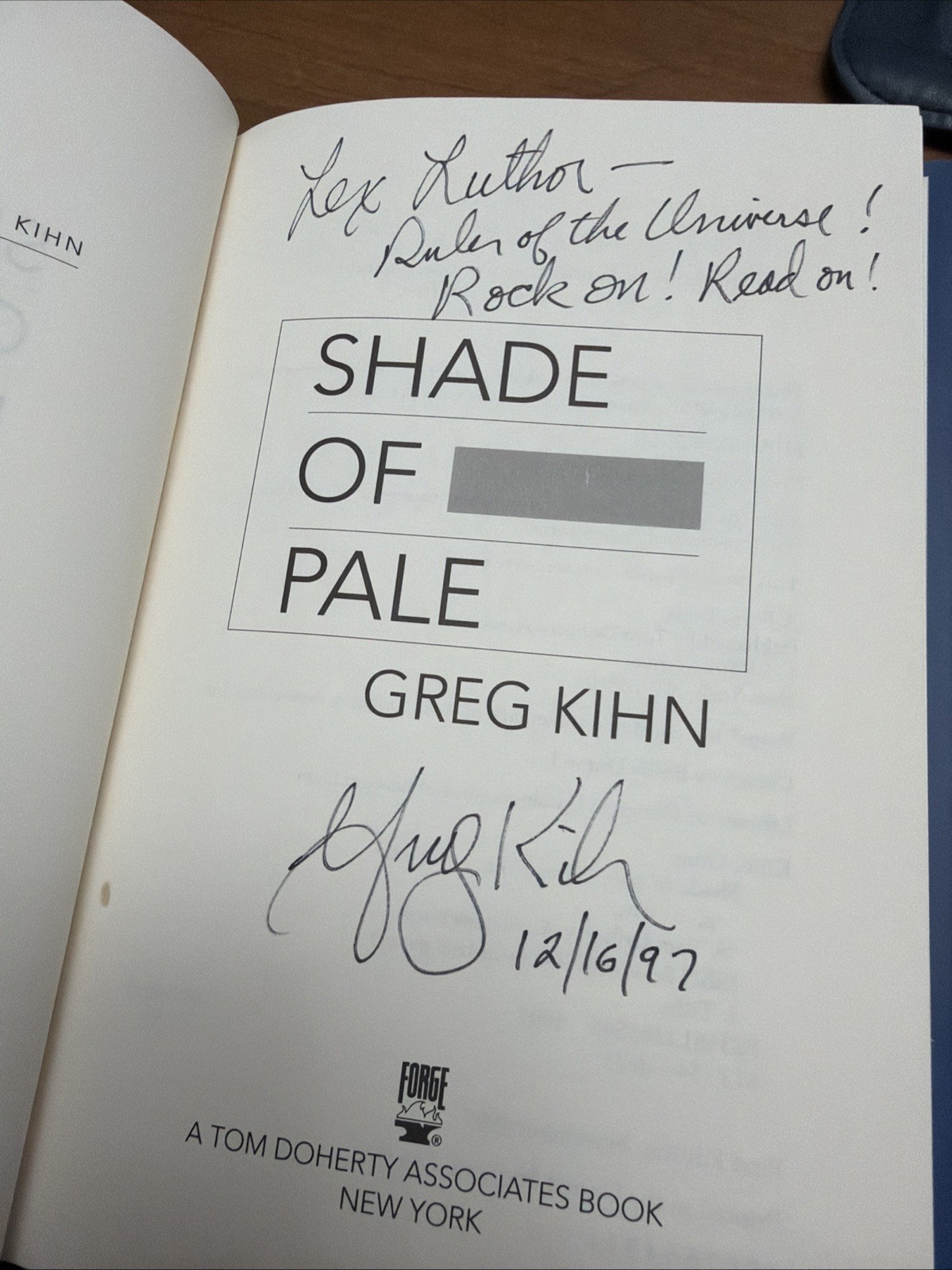 Shade of Pale by Greg Kihn Autographed Signed Inscribed (1997, Hardcover)