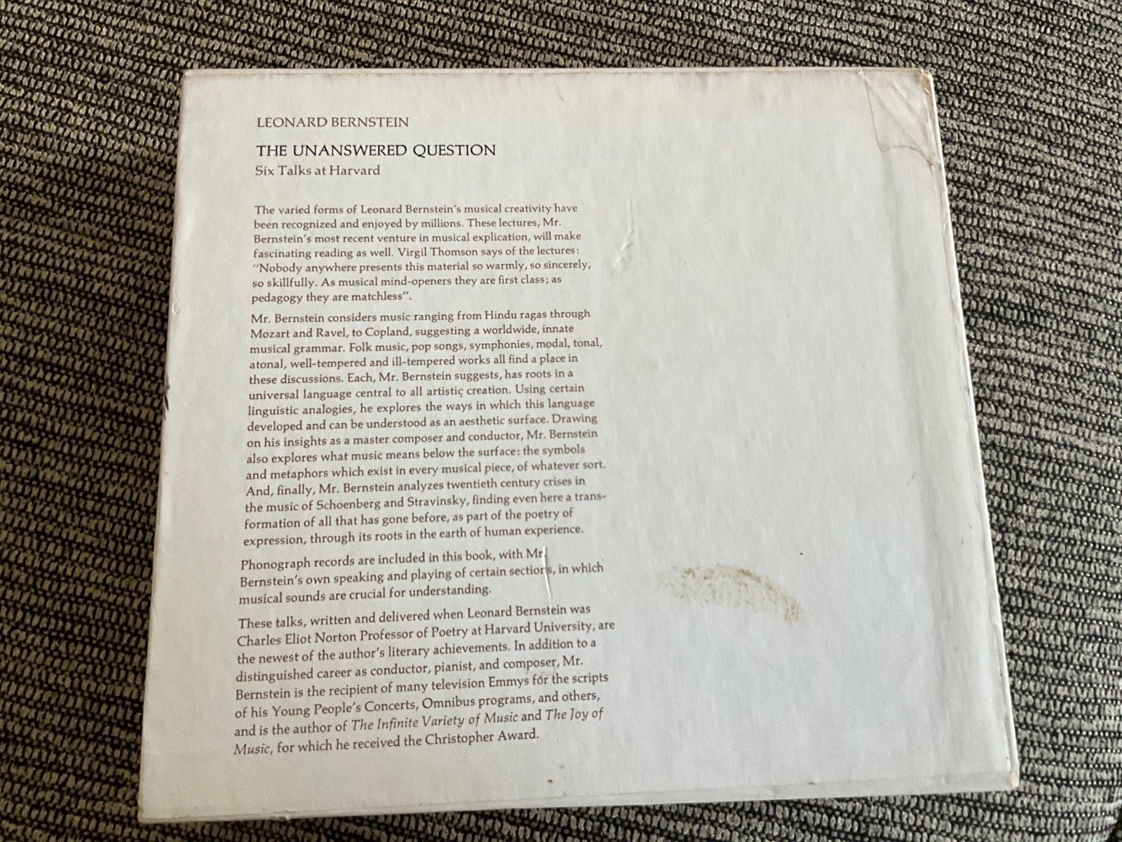 The Unanswered Question – Six Talks at Harvard by Leonard Bernstein