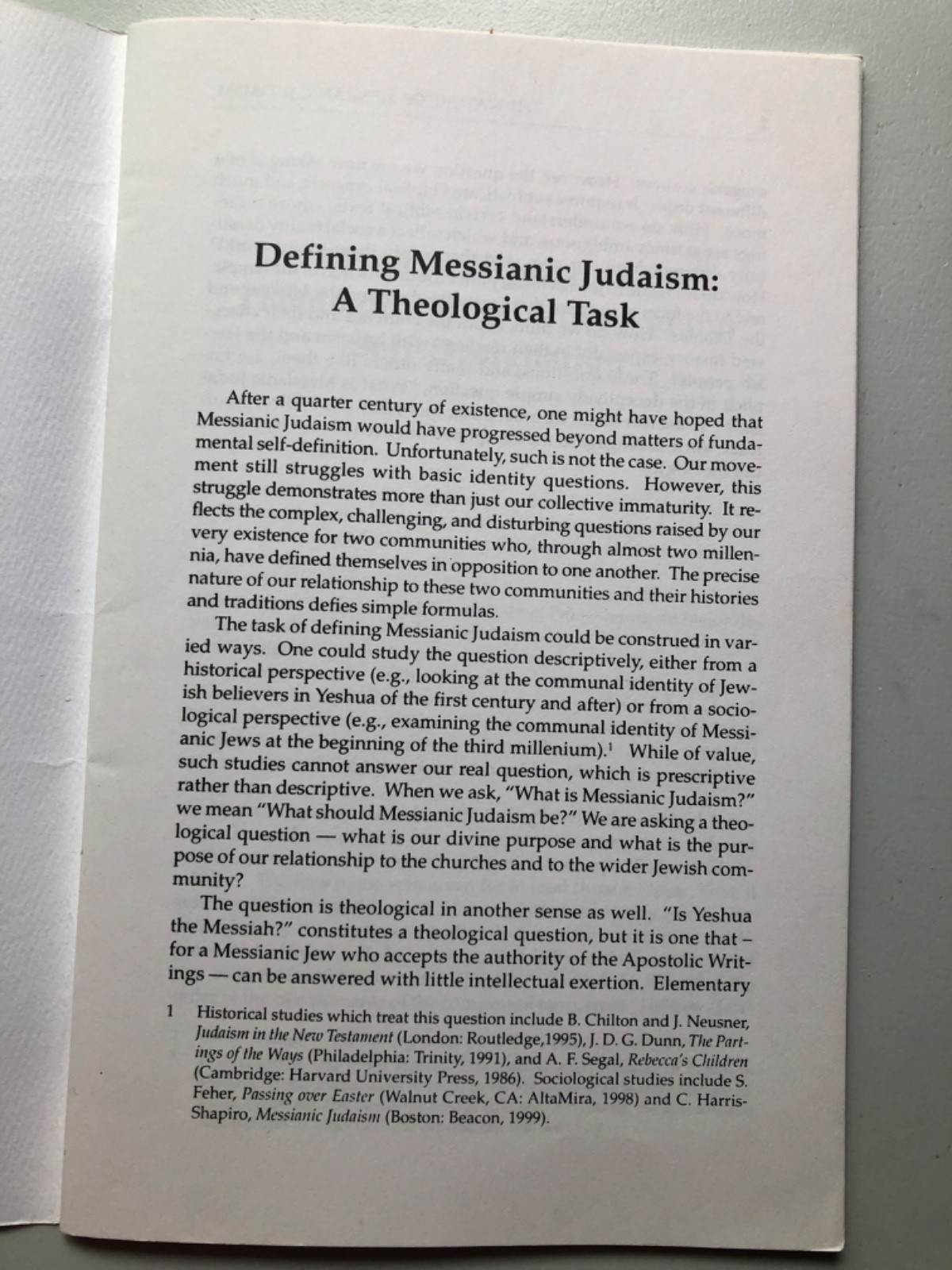 the Nature of Messianic Judaism