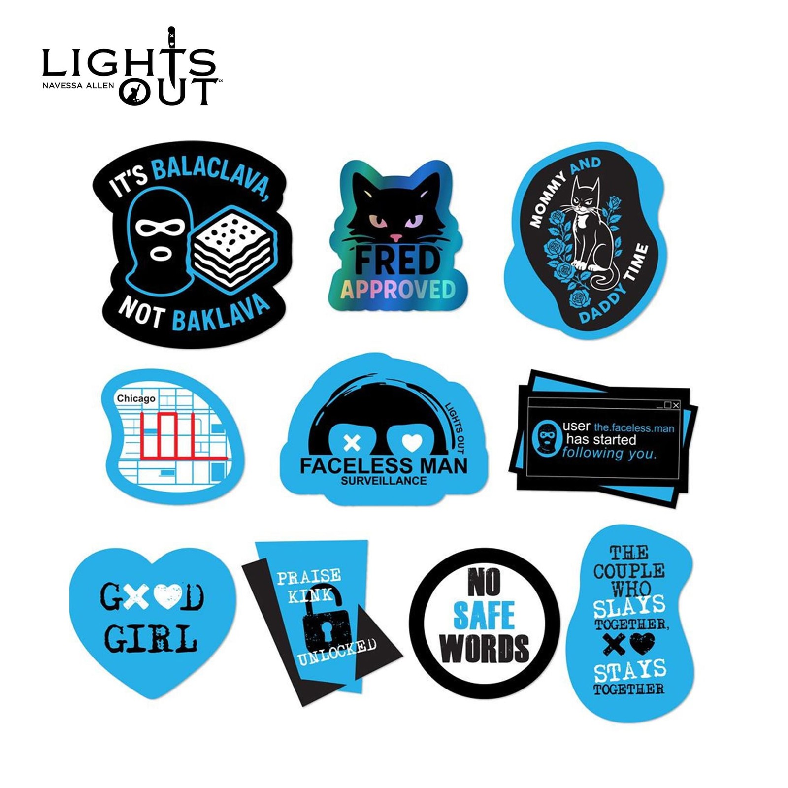 Lights Out Navessa Allen Vinyl Decal 10-Pack
