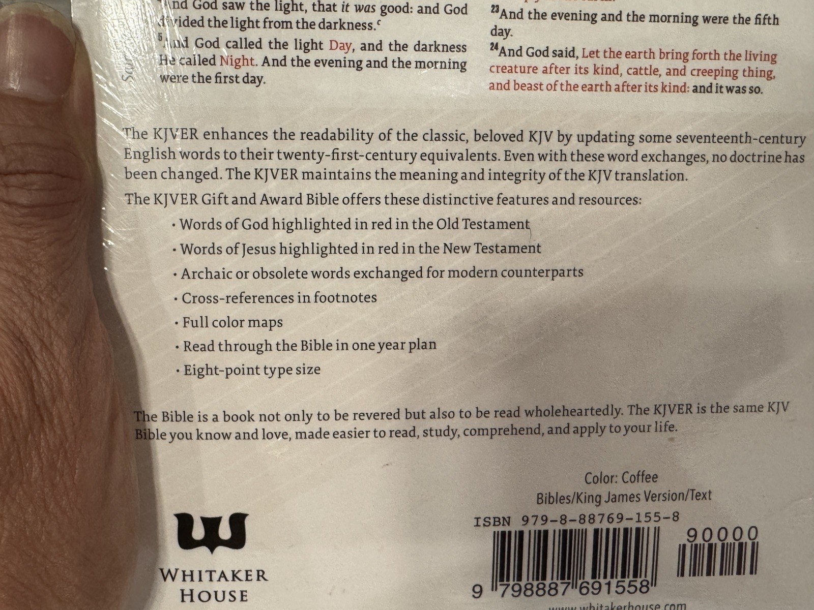 Whitaker House KJVER Gift and Award Holy Bible Brown Coffee Leather Bound