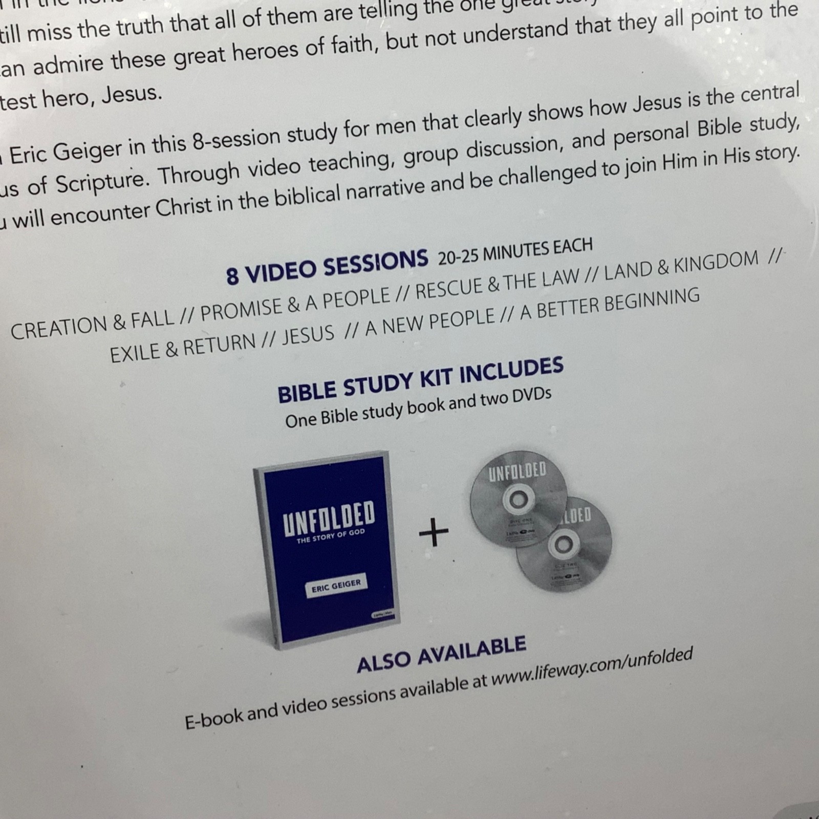 Unfolded The Story of God Eric Geiger Lifeway Men’s Bible Study Kit Book & CD’s