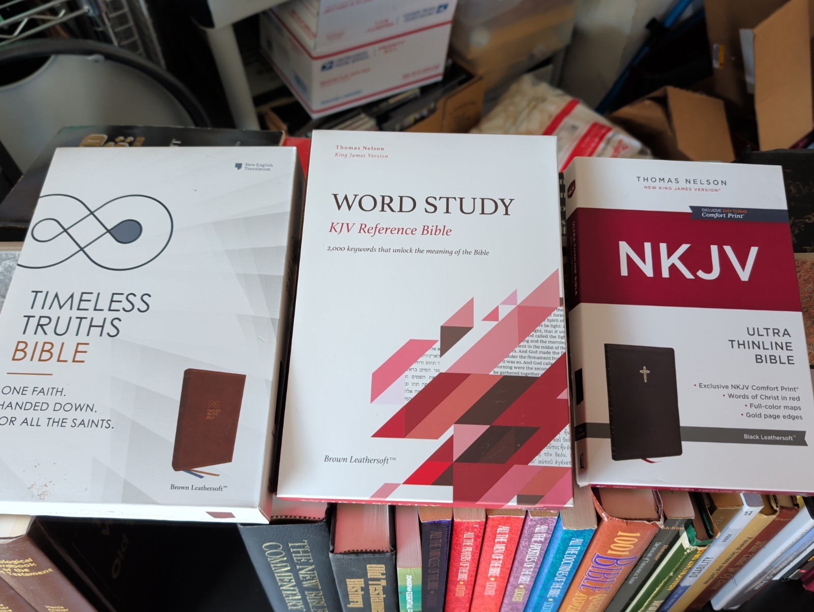 MINISTER’S BIBLE & BOOK LOT J4: 4 Bibles/Theology/History/Reference/Sermons WOW