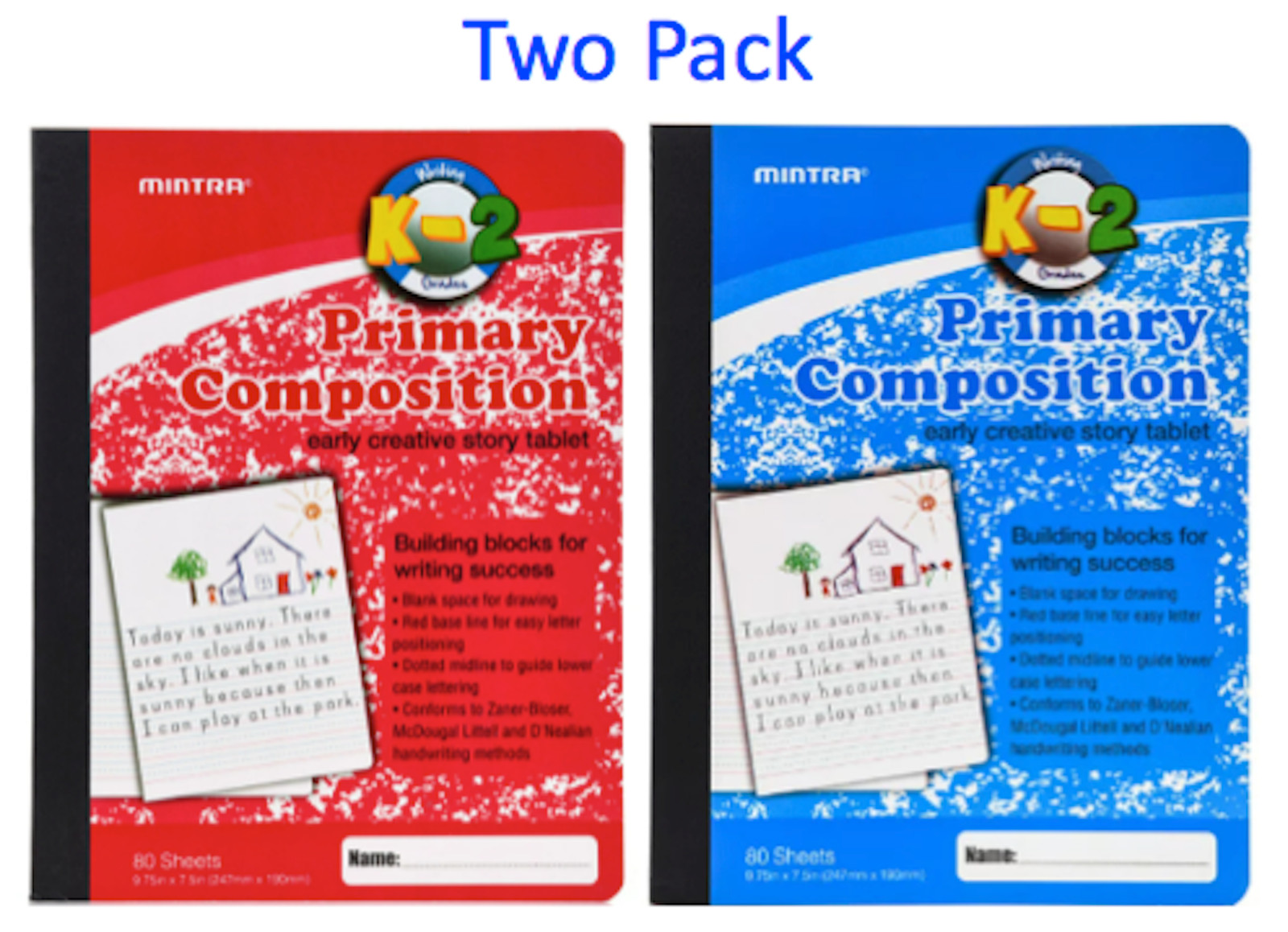 2 Mintra Primary Composition Notebook (k-2) 80 sheets (9.75 x 7.5 in)