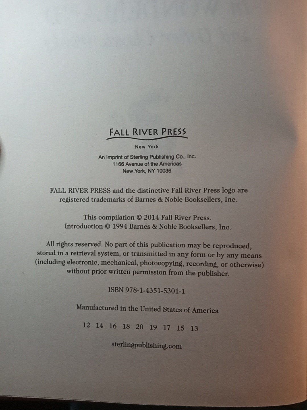 ALICE’S ADVENTURES IN WONDERLAND Lewis Carroll Illustrated 2014 Fall River Pink