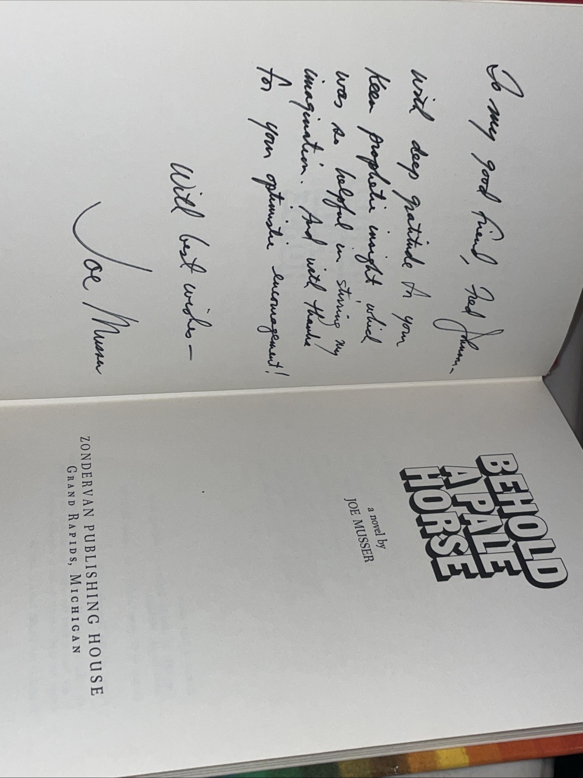 Behold a Pale Horse by William Cooper 1991 500p Unrevised Zion Joe Musser Signed