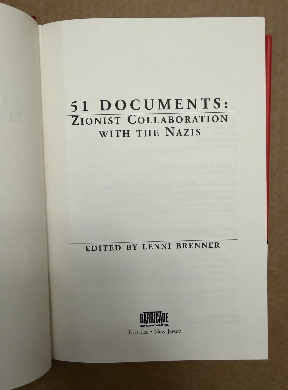 51 Documents: Zionist Collaboration with the Nazis Lenni Brenner HB/DJ 1/1 2002