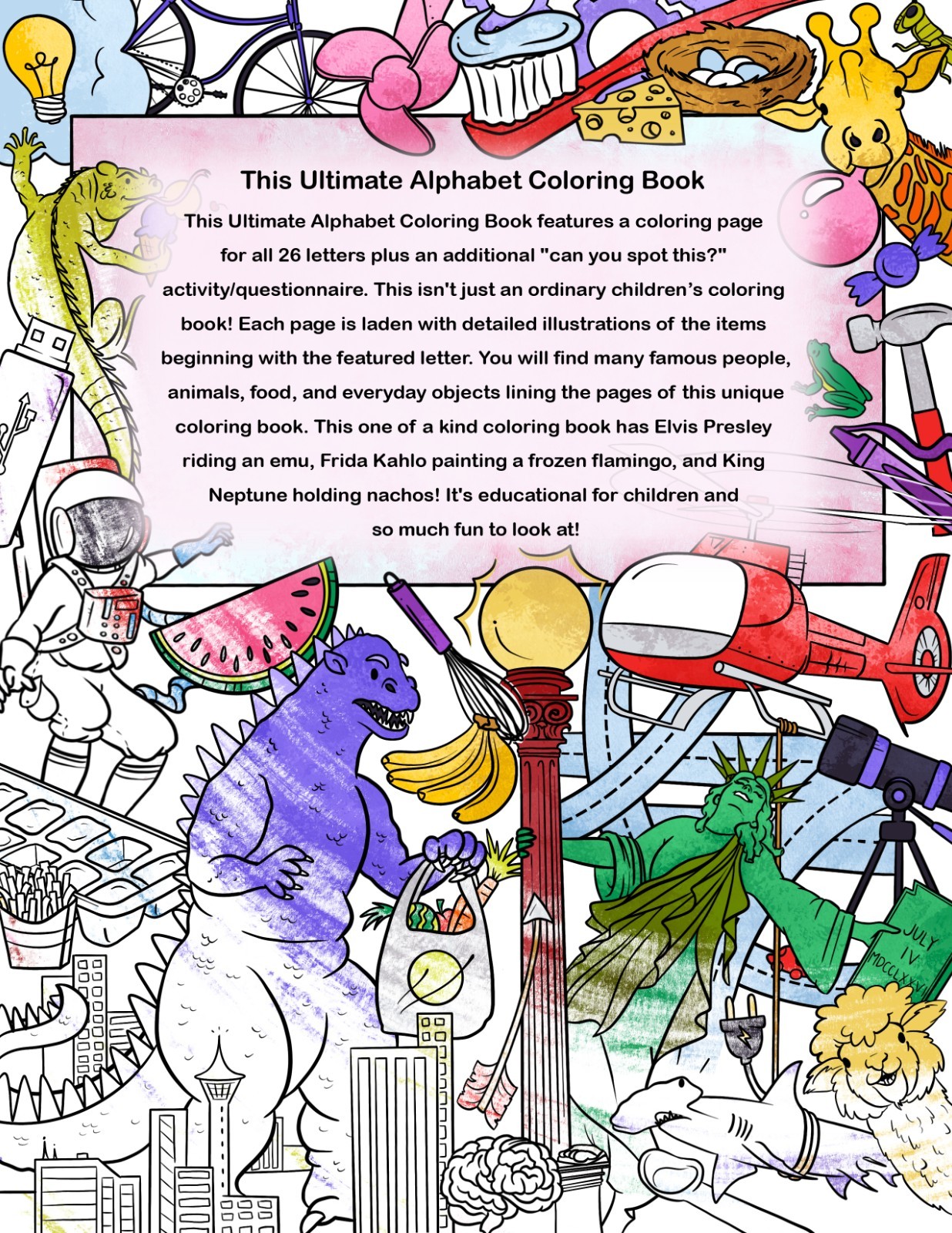 The Ultimate Alphabet Coloring Book 2 By Alannah Dyer- 8.5×11 in. Ages 4-8 Fun