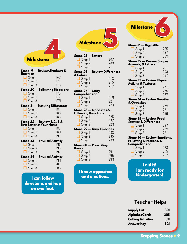 Masterbooks STEPPING STONES preschool curriculum ages 3-4 years MB homeschool