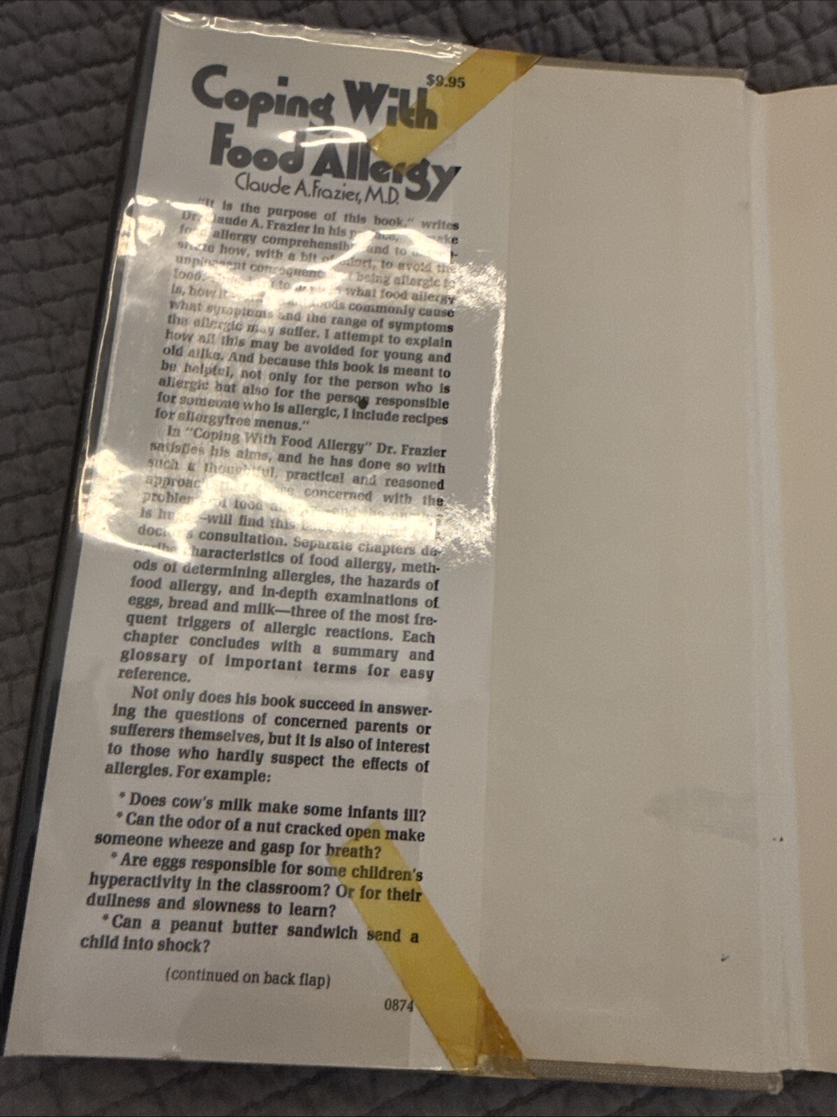 COPING WITH FOOD ALLERGY By Claude Albee Frazier MD – HBDJ Ex-lib 1975