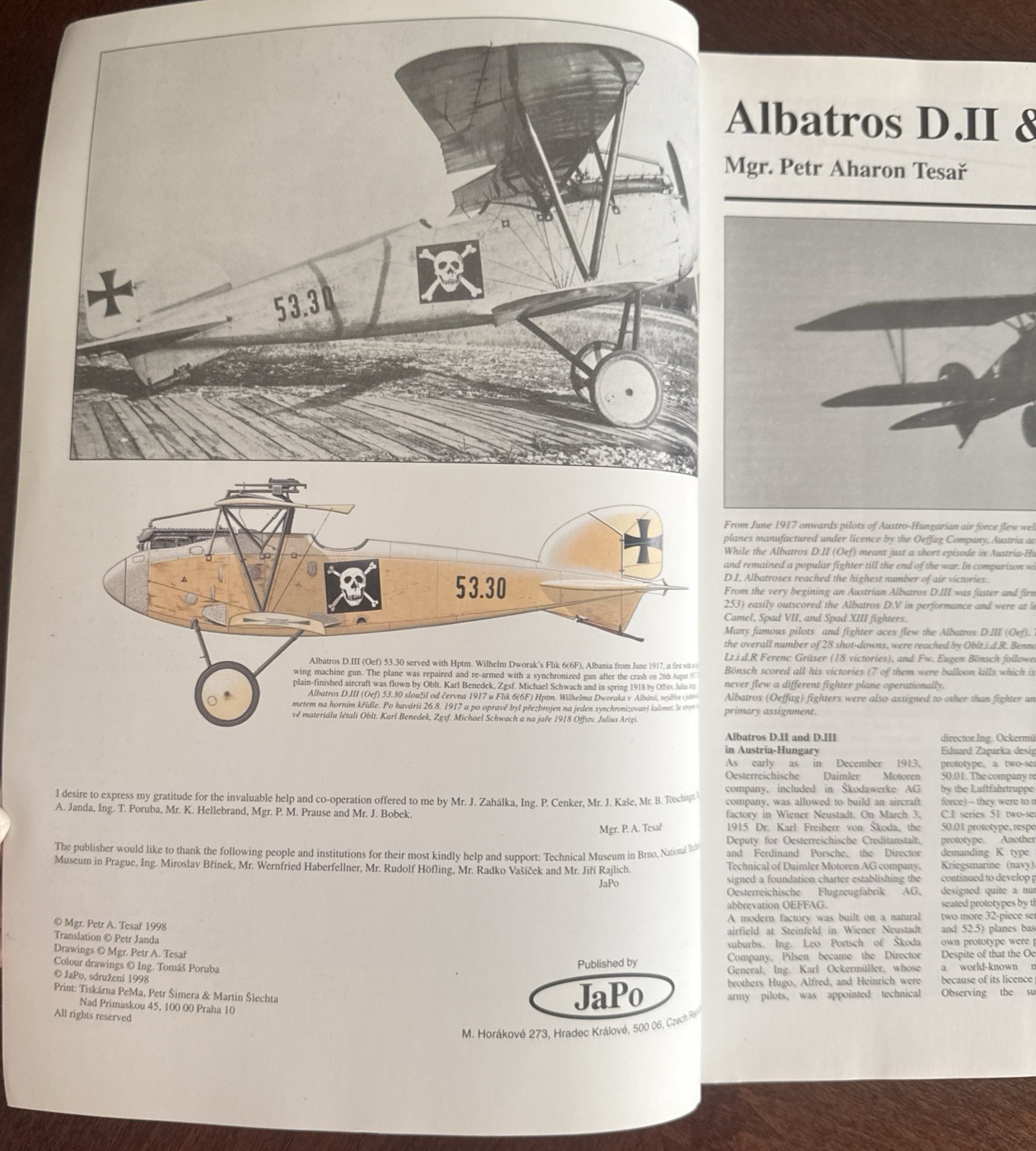 JaPo Albatros D.II & D.III Oeffag Austria Hungary WWI German Soft Cover 1998