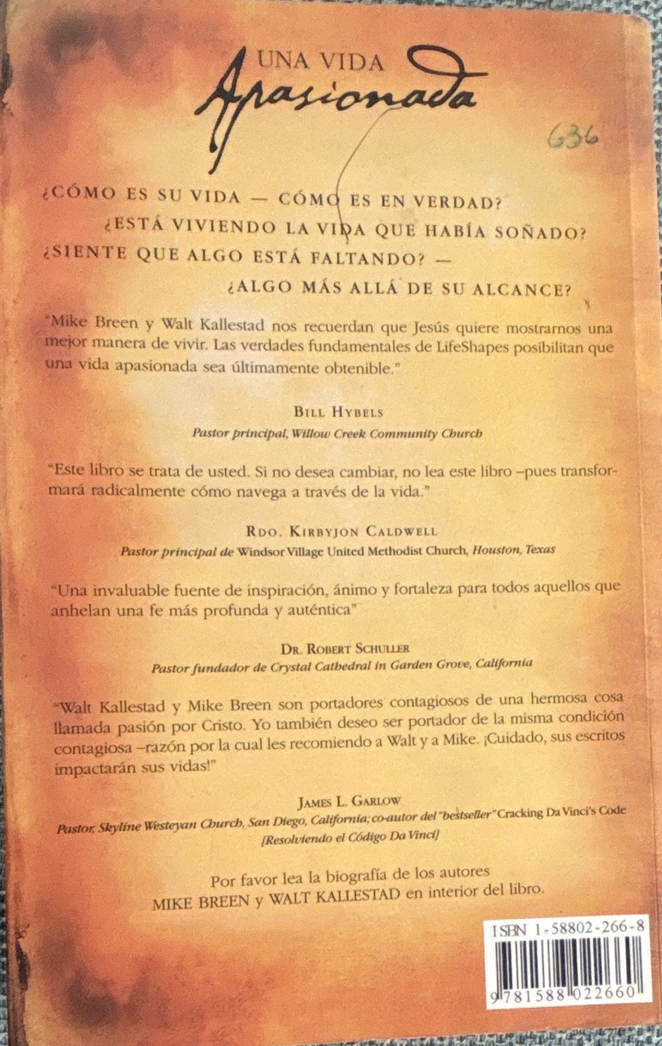 Mike Breen & Walt Kallestad Una Vida Apasionada Spanish Paperback Religion 2006
